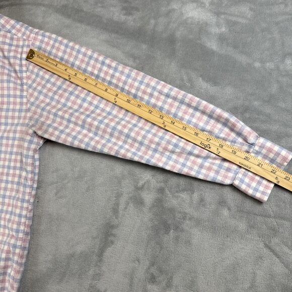 Vineyard Vines Men's L Pink Blue Gingham Shirt Whale Logo Cotton Long Sleeve - Picture 7 of 10